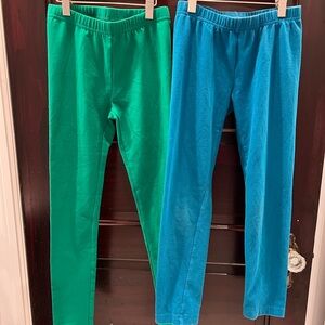 Hanna Andersson Green and Blue Kids Leggings Lot of two